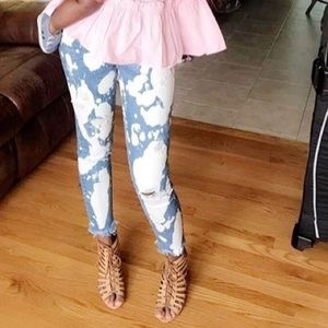 Zara Bleached and Distressed Skinny Jeans